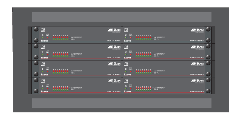 Усилители XPA Ultra, установленные друг на друга без пространства для вентиляции Усилители XPA Ultra, установленные друг на друга без пространства для вентиляции